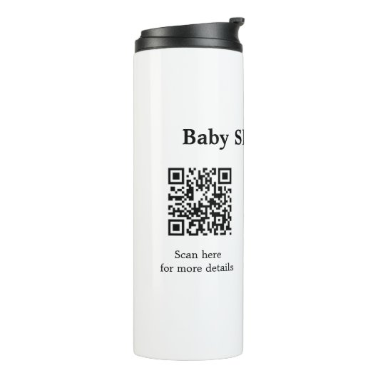 BABY SHOWER DETAILS QR SCAN CODE MINIMAL MODERN RU THERMOSBECHER (Nach links gedreht)