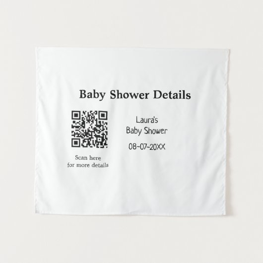 BABY SHOWER DETAILS QR SCAN CODE MINIMAL MODERN RU WANDTEPPICH (Vorderseite (Horizontal))
