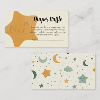 Baby Shower Diaper Raffle Card–Boho Stars & Moons Begleitkarte