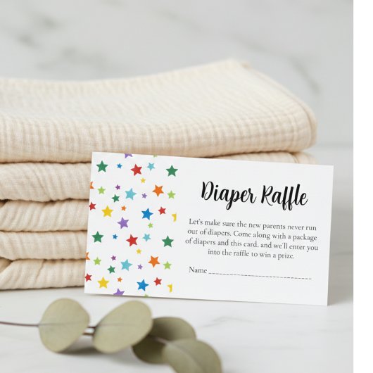 Baby Shower Diaper Raffle Card–Bright Stars Begleitkarte