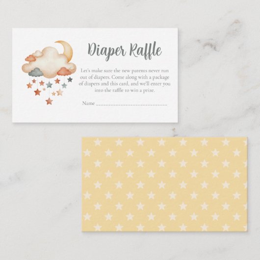 Baby Shower Diaper Raffle Card – Dreamy Stars Begleitkarte (Vorne/Hinten)
