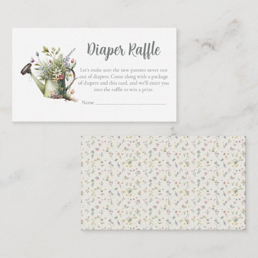 Baby Shower Diaper Raffle Card - Rustic Floral Begleitkarte (Vorne/Hinten)