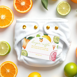 Baby-Shower-Diaper-Raffle mit Zitrusfrüchten Begleitkarte