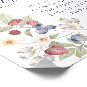Baby Shower Diaper Raffle Wild Berries & Flowers Poster (Ecke)