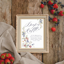 Baby Shower Diaper Raffle Wild Berries & Flowers Poster