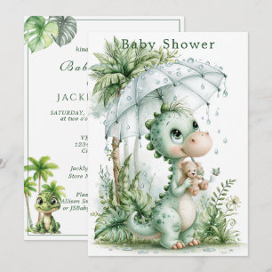 Baby-Shower-Dinosaur-Regenschirm Tropisches Thema Einladung