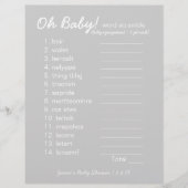 Baby Shower DIY - Word Scramble Game - grau (Vorderseite)