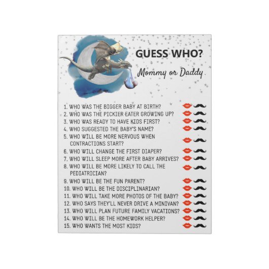 Baby Shower Dragon Kleine Ritter Ratgeber, wer Spi Notizblock (Rotiert)