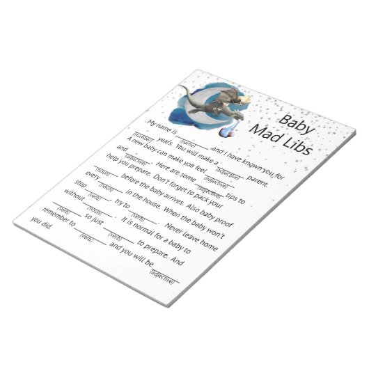 Baby Shower Dragon Knight Mad Libs Game Notizblock (angewinkelt)
