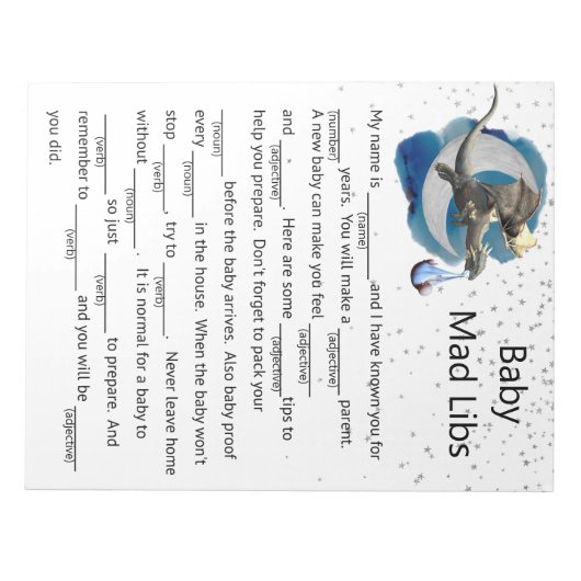 Baby Shower Dragon Knight Mad Libs Game Notizblock (Vorderseite)