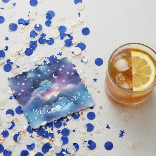 Baby Shower Drink Coaster – Celestial Dreamscape Untersetzer