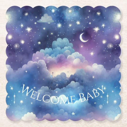 Baby Shower Drink Coaster – Celestial Dreamscape Untersetzer (Vorderseite)