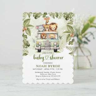 Baby Shower Dschungel-Safari-Tiere im Auto Einladung