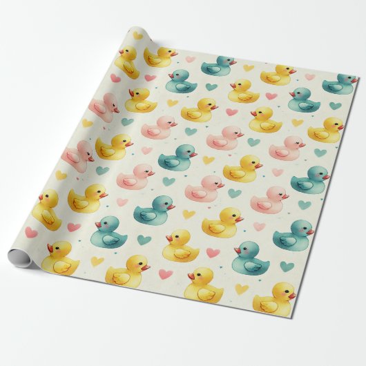 Baby Shower Duck Pattern Wrapping Paper Geschenkpapier (Ungerollt)