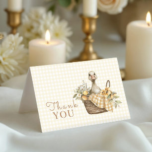 Baby Shower Dummer Gans-Limonen  Dankeskarte