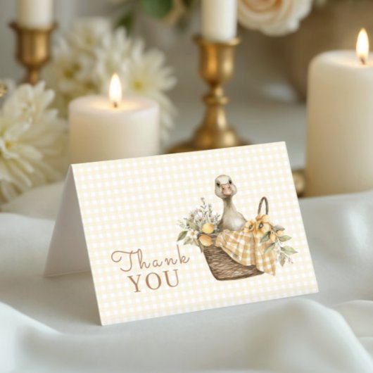 Baby Shower Dummer Gans-Limonen Dankeskarte