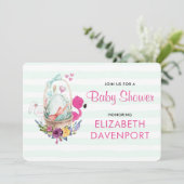 Baby Shower Ei Nesting w/Flamingo & Bunny Einladung (Stehend Vorderseite)