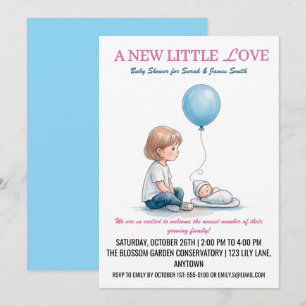 Baby Shower Eine neue kleine Liebe (Geschwister) Einladung