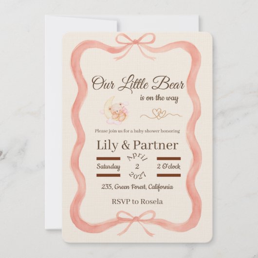 Baby Shower Einladung - Bär (Vorderseite)
