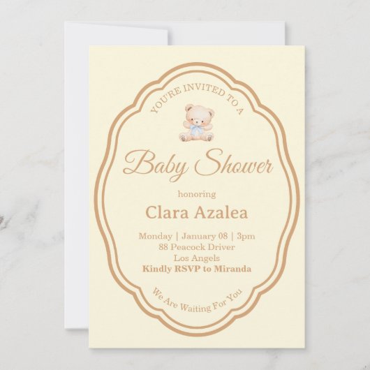 Baby Shower Einladung | Bär (Vorderseite)