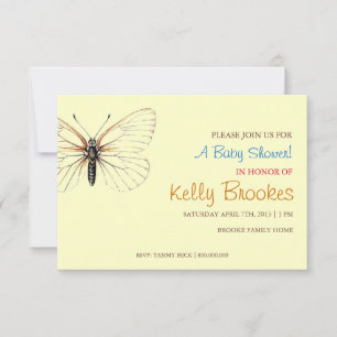 Baby Shower Einladung Butterfly Yellow