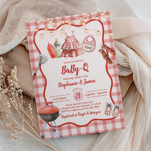 Baby Shower Einladung: Coed BBQ-Party Rot Gingham Einladung