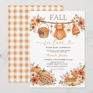 Baby Shower Einladung "Fall in Love" Kürbiskuchen