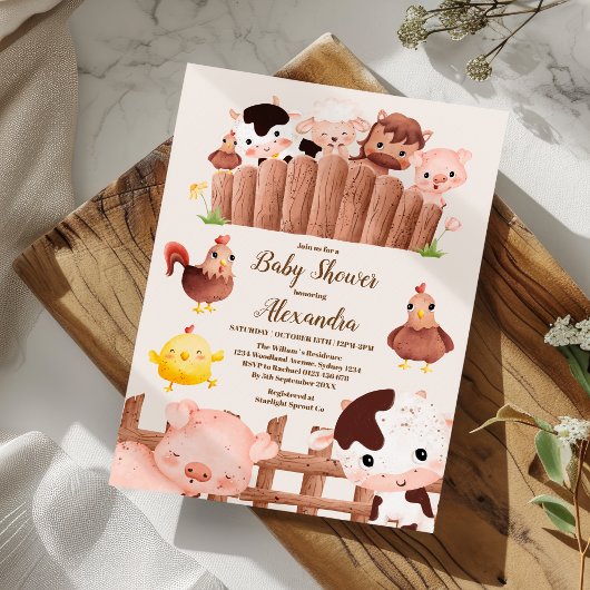 Baby Shower Einladung für junge Landtiere