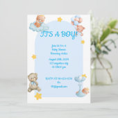 BABY SHOWER EINLADUNG für Jungen (Stehend Vorderseite)