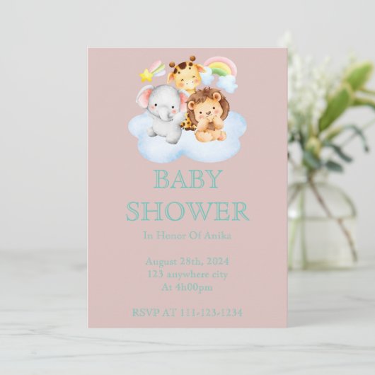 BABY SHOWER EINLADUNG FÜR MÄDCHEN (Stehend Vorderseite)