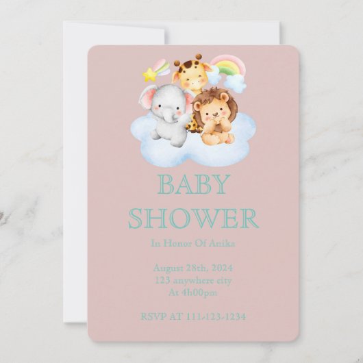 BABY SHOWER EINLADUNG FÜR MÄDCHEN (Vorderseite)