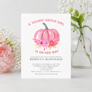 Baby-Shower-Einladung für Mädchen mit rosa Kürbis Einladung