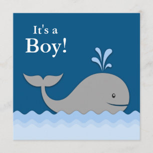 Baby-Shower-Einladung für Navy-Blau-Wal-Baby Einladung