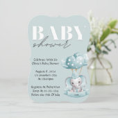 BABY SHOWER EINLADUNG IN BLAUEN FARBE (Stehend Vorderseite)