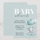 BABY SHOWER EINLADUNG IN BLAUEN FARBE (Vorne/Hinten)