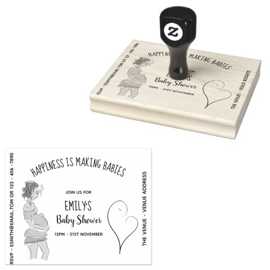 Baby SHOWER Einladung INK BRIEFMARKE - DIY Schwang Gummistempel (Stempel)