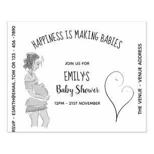 Baby SHOWER Einladung INK BRIEFMARKE - DIY Schwang Gummistempel