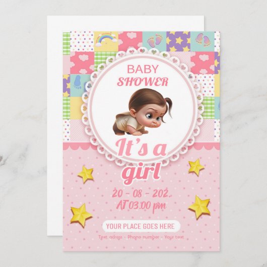 Baby-Shower-Einladung ist ein Mädchen! Einladung (Vorne/Hinten)