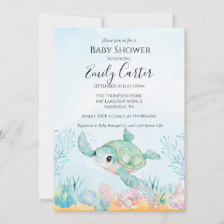 Baby Shower Einladung - Kleine Meeresschildkröte -