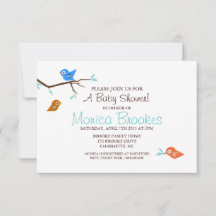 Baby Shower Einladung Little Birdie Boy White