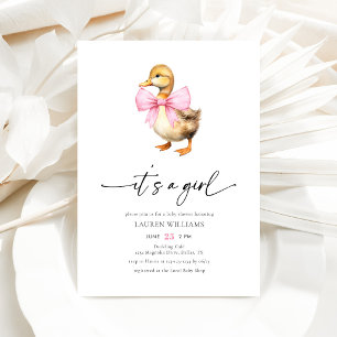 Baby Shower Einladung Mädchen mit rosa Schleife un