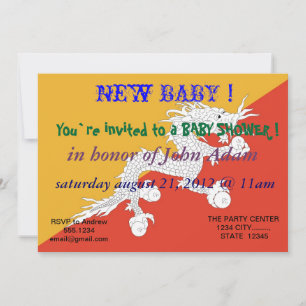 Baby Shower Einladung mit der Flagge von Bhutan
