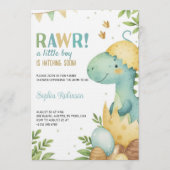 Baby-Shower-Einladung mit einem Dinosaurier Einladung (Vorderseite)