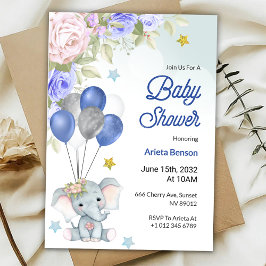 Baby-Shower-Einladung mit einem süßen Elefanten  Einladung
