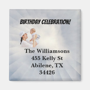 Baby Shower Einladung mit Himmelblauem Hintergrund Magnet