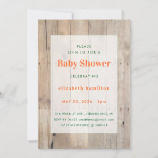 Baby-Shower-Einladung mit Holz-Hintergrund Einladung