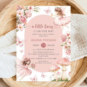 Baby-Shower-Einladung mit rosa floraler Fee Einladung