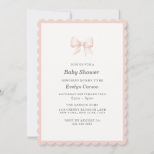 Baby-Shower-Einladung mit rosa Schleife und hübsch Einladung