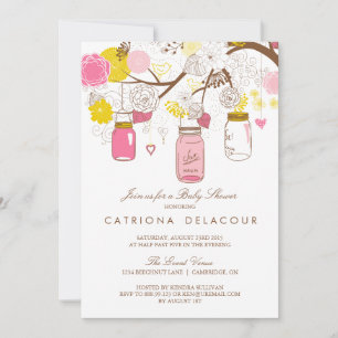 Baby-Shower-Einladung mit rosa und gelben Mason Gl Einladung