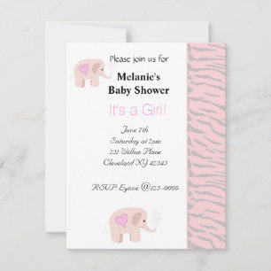Baby-Shower-Einladung mit sanften rosa Elefanten Einladung